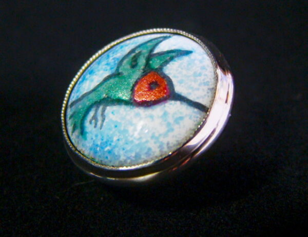 Joan Bazzel Hot Glass enamel Hummingbird